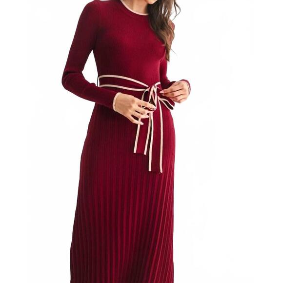 NEW CAMELLIA midi sweater dress in burgundy - Picture 5 of 8